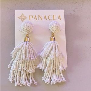 White beaded Panacea earrings